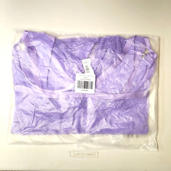 ❤️NWT VINTAGE TORRD LINGERIE STRAPS LACE BODYSUIT UNDERWIRE LILAC UNLINED PLUS - Picture 3 of 8